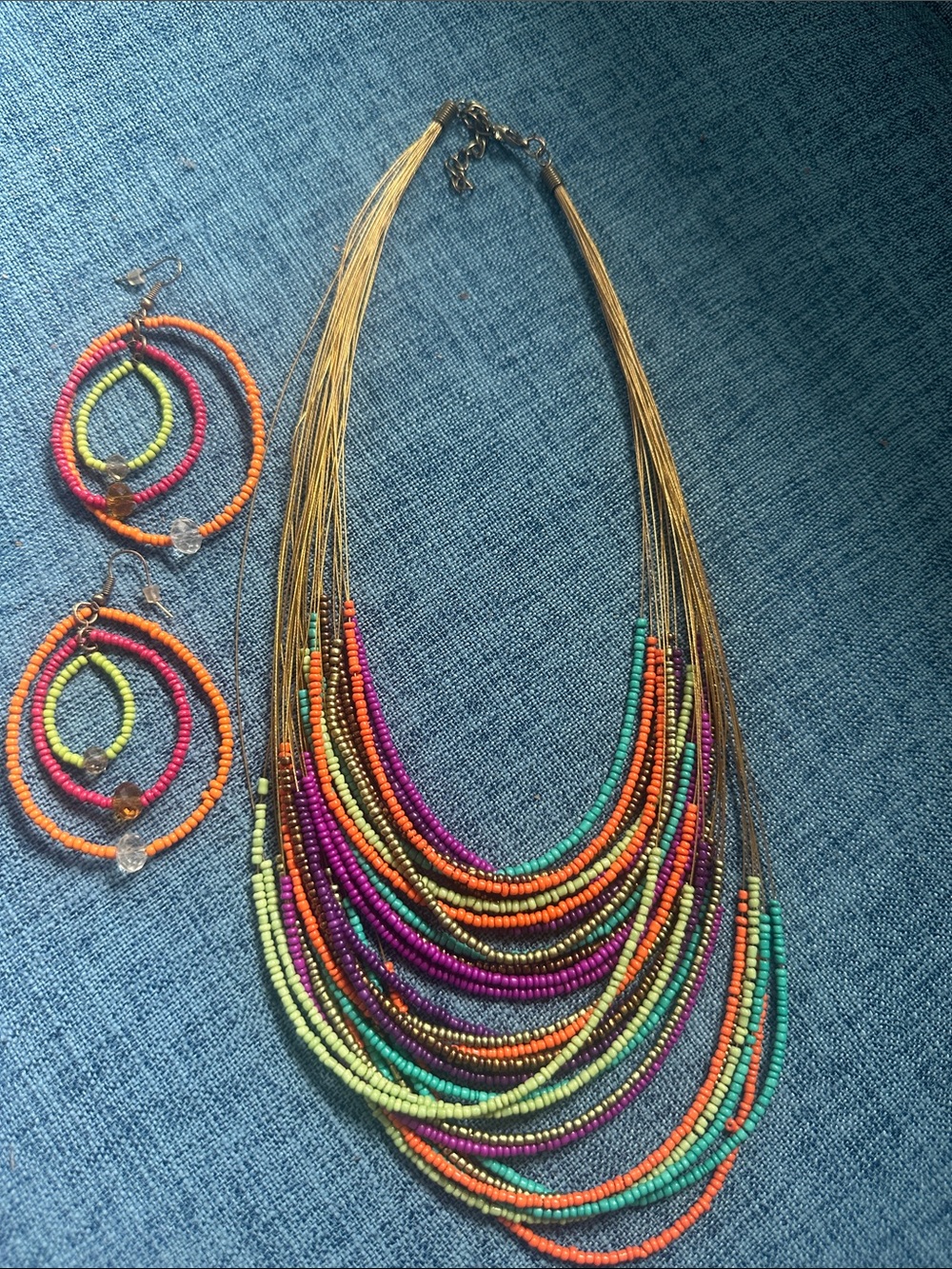 Multicolor Beaded Layered Necklace - Vibrant Strand Design